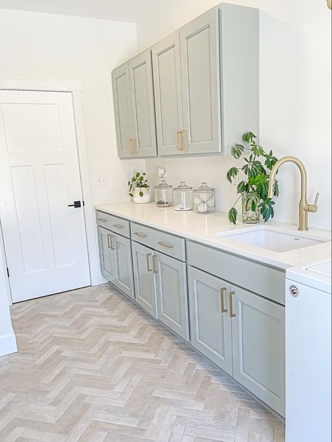 Laundry room |girly laundryroom |brick floor Brick Flooring In Laundry Room, Mudroom Flooring Ideas Tile, Laundry Room Ideas With Brick Floor, Laundry Brick Floor, Brick Tile Floor Laundry Room, Brick Tile Laundry Floors, Herringbone Bathroom Floor, Room Tiles Floor, Room Floor Tiles