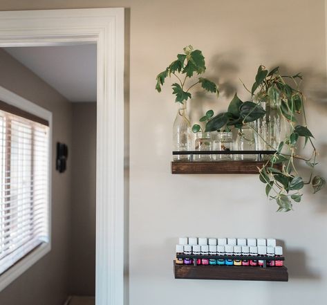 Essential Oil Display, Ladder Shelf Diy, Essential Oil Rack, Oil Display, Oil Rack, Essential Oil Shelf, Aromatherapy Accessories, Storage Office, Essential Oils Cleaning