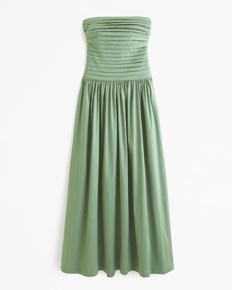 Women's Emerson Strapless Drop-Waist Gown | Women's New Arrivals | Abercrombie.com Drop Waist Gown, Taffeta Gown, Active Swimwear, Taffeta Fabric, Strapless Gown, Flowy Skirt, New Arrival Dress, Drop Waist, Womens Maxi Dresses