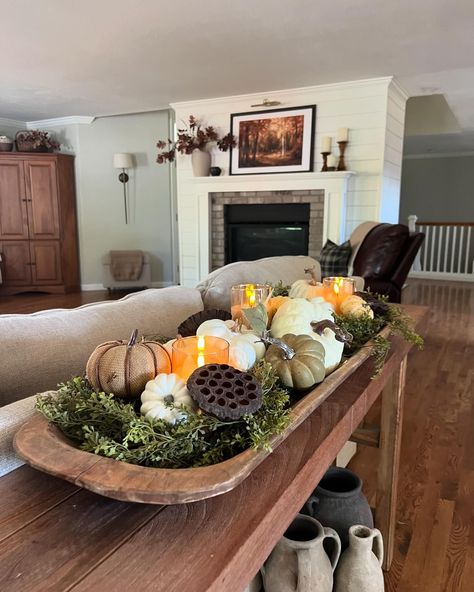 Facebook Winter Dough Bowl Decor, Fall Dough Bowl Centerpiece, Fall Dough Bowl, Jasmine Garland, Hobby Lobby Fall, Dough Bowl Centerpiece, Farmhouse Life, Lotus Pods, Bowl Centerpiece