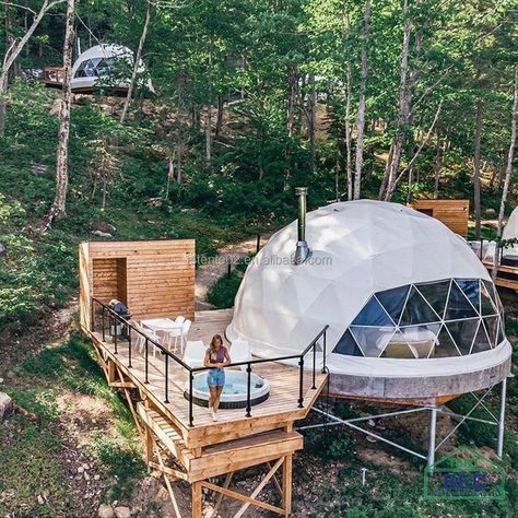 Geodesic Dome Homes, Glamping Resorts, Dome Home, Glamping Site, Dome House, Dome Tent, Round Canvas, Geodesic Dome, Earthship