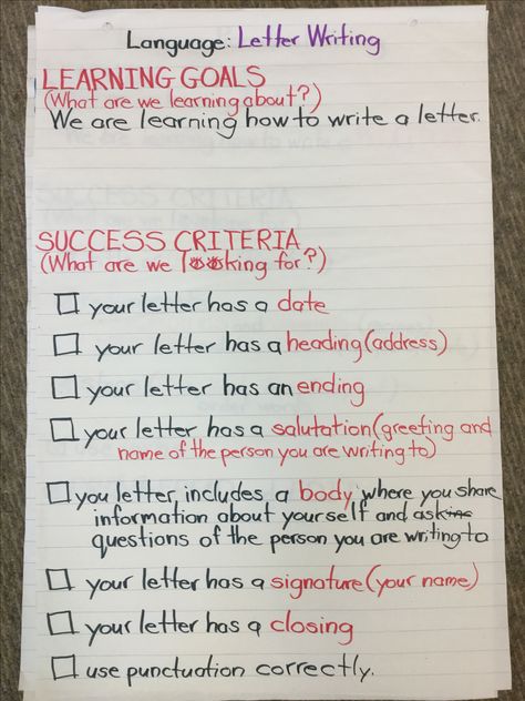 Learning Goals & Success Criteria: Language: Letter Writing Learning Goals And Success Criteria, Writing Success Criteria, Teacher Clarity, Letter Writing Activities, Learning Intentions, Assessment For Learning, Visible Learning, Assessment Rubric, Writing Rubric