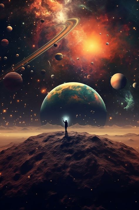 Journey through the universe without leaving home. This poster offers a striking look into the world of planets. Centre Of The Universe, Out Of This World Art, Epic Universe, Roast People, Ultron Marvel, Innovative Design Ideas, Outer Space Wallpaper, Life In Space, Planet Painting