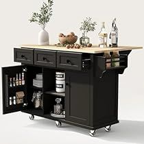 Kitchen Island With Drawers, Drop Leaf Kitchen Island, Cabinet Feet, Portable Kitchen Island, Mobile Kitchen Island, Countertop Cabinet, Kitchen Island On Wheels, Large Storage Cabinets, Island Cart