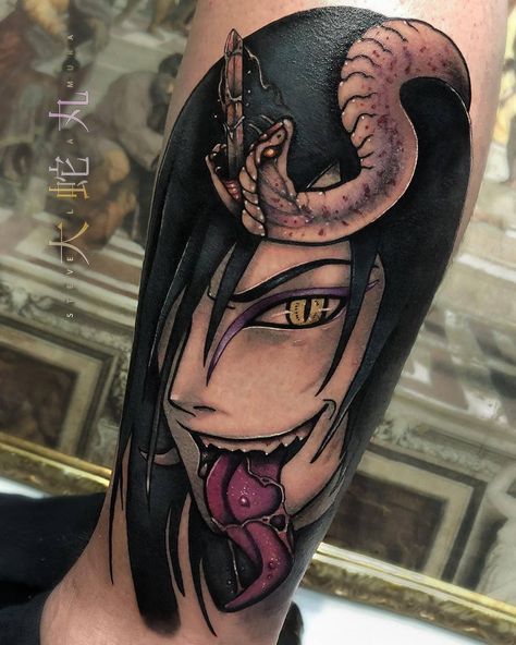 Orochimaru Tattoo, Satanic Tattoos, Kanji Tattoo, Naruto Tattoo, Horror Tattoo, Anime Tattoos, Blackwork Tattoo, Pretty Tattoos, Unique Tattoos