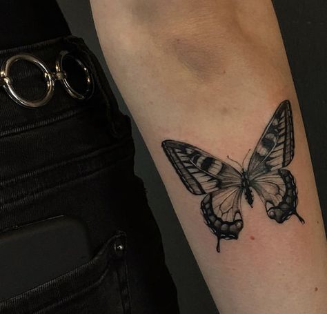 Spooky Butterfly Tattoo, Swallow Tail Butterfly Tattoo, Trippy Butterfly Tattoo, Swallowtail Butterfly Tattoo, Tiger Butterfly Tattoo, Realistic Butterfly Tattoo, Unique Butterfly Tattoos, Butterfly Wrist Tattoo, Mystical Tattoos