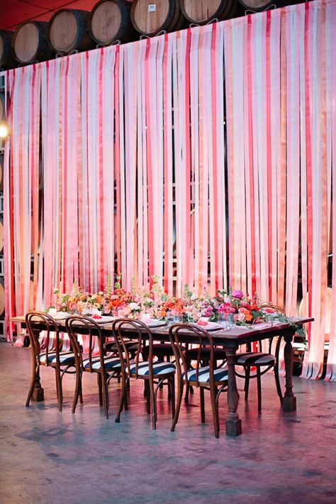 Ribbon Backdrop, Ribbon Decor, Ribbon Wall, Streamer Backdrop, Fabric Draping, Salou, Wedding Ribbon, Event Inspiration, Fabric Strips