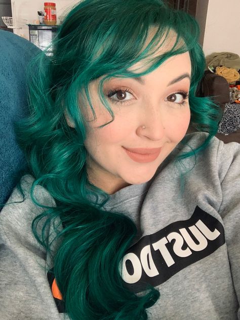 Sea Witch Hair Color, Sea Witch Hair, October Hair, Moon Taurus, Lunar Tide, Dark Green Hair, Witch Hair, Sea Witch, Green Hair