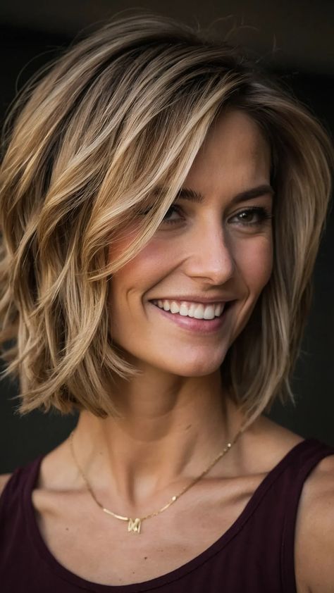 15 Adorable Hairstyles for Moms with Oval Faces in 2024 - pulsepathlife.com Medium Length Honey Blonde Hair, Haircuts For A Long Face, Mom Haircuts, Haircuts For Medium Length Hair, Oval Face Haircuts, Layered Haircuts For Medium Hair, Long Face, Oval Face Hairstyles, Oval Face