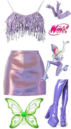 Winx Club Tecna Costume, Winx Club Aesthetic Costume, Musa Winx Club Costume, Winx Club Outfits Costumes, Techna Winx Club Outfits, Tecna Winx Club Outfit, Winks Club Costume, Winx Stella Costume Halloween, Winx Club Trix Halloween Costumes