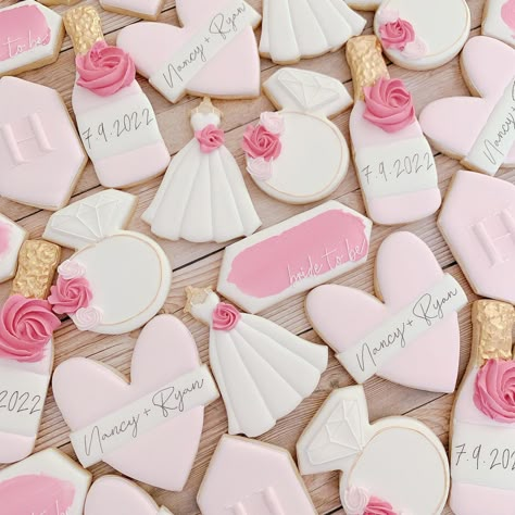 White And Pink Bridal Shower Decor, Pastel Pink Bridal Shower Ideas, Classy Pink Bridal Shower Ideas, Hot Pink Bridal Shower Cookies, Pink Bridal Shower Desserts, Blush And Bashful Bridal Shower Ideas, Pink Theme Bridal Shower Ideas, Pink Themed Bridal Shower Ideas, Bridal Shower Themes Pink