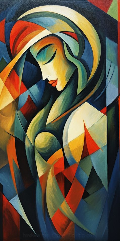 An abstract painting of a woman's heart is an ocean of secrets, cubism, expressionism, Chiaroscuro, beautiful, 8k Kobism Painting, Cubism Art Paintings, Cubism Art Ideas Inspiration, Dining Artwork, Cubism Art Modern, Modern Cubism, Cubism Painting, Art Cubism, Abstract Cubism