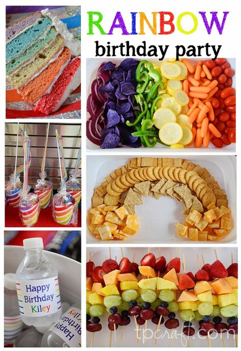 TPcraft.com: Rainbow Party Rainbow Sparkle Birthday Party, Veggie Rainbow, Rainbow Kids Party, Rainbow Party Food, Rainbow Birthday Party Decorations, Sparkle Birthday Party, Rainbow Veggies, Kids Birthday Party Food, Rainbow Themed Birthday Party