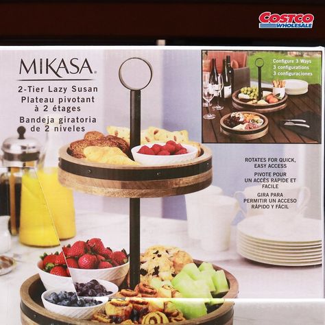 Costco on Instagram: “Two tiers of snacks is better than one! 🍇🍓 Save $10 through 10/24/21. Available in warehouses and online: Mikasa Two-Tier Lazy Susan” 2 Tier Lazy Susan, Coffee Table Organization, Costco Products, Wooden Lazy Susan, Lazy Susan Organization, Japan Decor, Holiday Candy, Round Tray, Tiered Trays