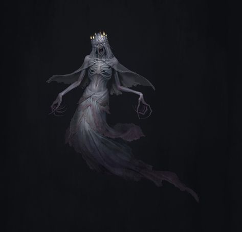 Banshee Fantasy Art, Witcher Siren, Banshee Character Design, Banshee Tattoo, Ice Fortress, Liam Tattoo, Fantasy Undead, Witch Tumblr, Creepy Artwork