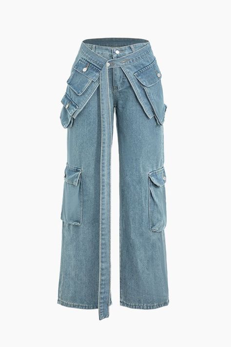 Wide Leg Cargo Jeans, Mode Kimono, Jeans Cargo, Cargo Jeans, Dress Code, Dress Codes, Denim Fashion, Flap Pocket, Pretty Outfits