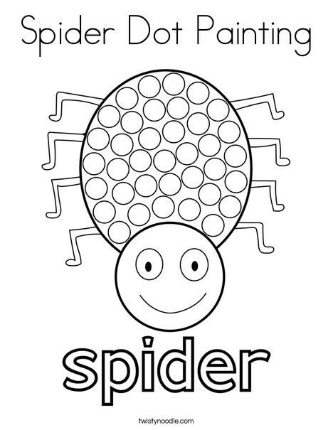 Spider Dot Painting Coloring Page - Twisty Noodle Halloween Dot Marker Printables Free, Bingo Dotter Printables, Spider Shapes Preschool, Spider Dot Painting, Spider Kindergarten Activities, Spider Coloring Pages Free Printable, Spider Activities For Kindergarten, Halloween Dot Painting, Spider Activities For Preschool