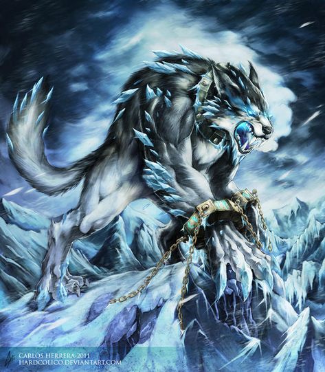 Fenrir by Chaos-Draco on DeviantArt Wolf Artwork, Fantasy Wolf, Wolf Spirit Animal, Werewolf Art, Fantasy Beasts, Fantasy Monster, Fantasy Creatures Art, Anime Wolf, Dragon Artwork