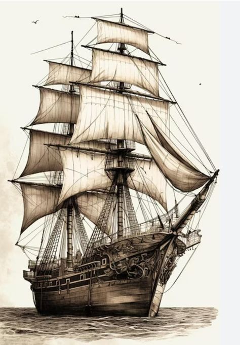 Pirate Ship Drawing, Pirate Ship Art, Navi A Vela, Ancient Mariner, Grey Scale, Sailing Art, Etch A Sketch, Stippling Art, Old Sailing Ships