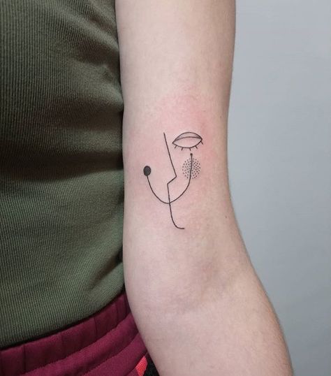 Ignorant Tattoo, Poland Tattoo, Line Drawing Tattoos, Abstract Art Tattoo, One Line Tattoo, Line Face, Handpoke Tattoo, Tattoos Geometric, Line Art Tattoos