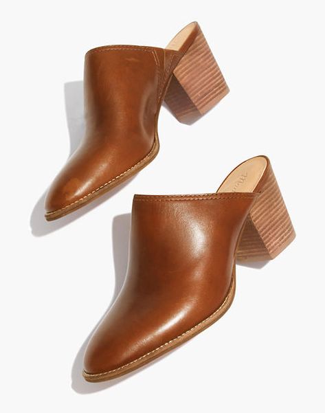 Madewell Mules, Brown Mules, Block Heel Mules, Black Leather Mules, Madewell Shoes, Clog Heels, Women's Mules, Brown Heels, Mule Sandals