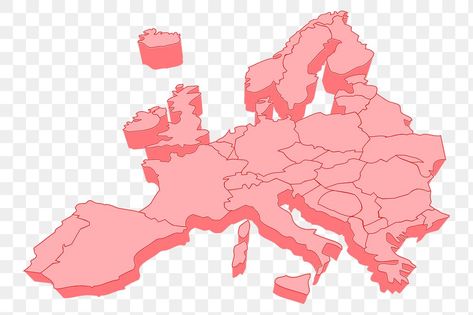 Map Png, Pink Illustration, Europe Continent, European Map, China Map, Pink China, Europe Aesthetic, Europe Map, Illustrated Map