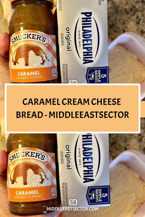 CARAMEL CREAM CHEESE BREAD - middleeastsector https://middleeastsector.com/caramel-cream-cheese-bread/ Caramel Cheese Bread, Caramel Cheesecake Bread, Carmel Cream Cheese Bread, Carmel Bread, Caramel Cream Cheese Bread, Tea Breads, Recipes Using Cream Cheese, Peach Bread, Cream Cheese Roll Up