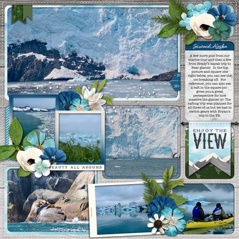 alaskaglacierweb Alaska Cruise Scrapbook Ideas, Square Pic, Alaska Scrapbook, Sledding Scrapbooking Layouts, Scrapbooking Alaska, Whale Watching Scrapbook Layouts, Blue Scrapbook, Alaska Glaciers, Kayak Trip