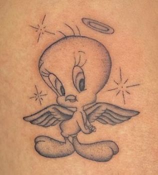 Tweety Bird Memorial Tattoo, Twitty Bird Tattoo, Tweety Pie Tattoo, Small Tweety Bird Tattoo, Tweedy Bird Tattoo, Tweety Bird Tattoo Black And White, Tweetie Bird Tattoo, Moving Tattoos, Tweety Bird Tattoo