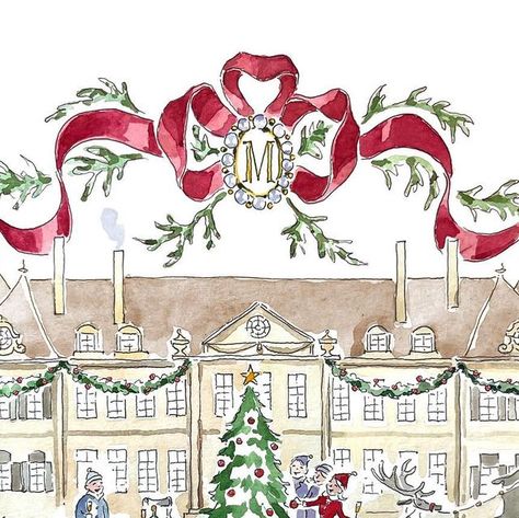 Lina Nordin Gee on Instagram: "This holiday season I especially loved creating this Christmas card for Chateau de Missery, it’s absolutely filled with little cheerful details! ♥️" Christmas Watercolor, Cute Illustration, Christmas Card, Holiday Season, Christmas Cards, Computer, Illustrations, Christmas, On Instagram