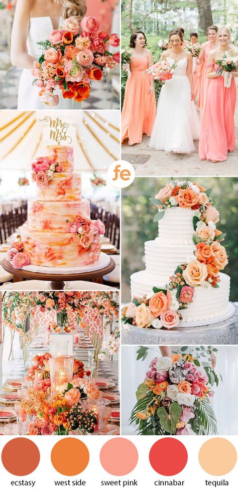 Pantone Wedding Colors, Pantone Wedding, Cadmium Orange, Orange Wedding Colors, Wedding Color Scheme, Wedding Color Trends, Coral Wedding, Wedding Palette, Have Inspiration