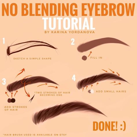 Eyebrow Drawing, Draw Eyebrows, Digital Art Tutorial Beginner, Digital Art Software, 얼굴 드로잉, How To Draw Eyebrows, Digital Art Beginner, Eyebrow Tutorial, Digital Painting Tutorials