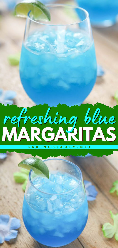 These Blue Margaritas are deliciously creative cocktails that are incredibly refreshing and easy! It has a mild citrus flavor and gorgeous blue color. Pin this easy alcoholic drink recipe! Blue Calypso Alcohol Drink, Blue Margaritas, Blue Alcoholic Drinks, Blue Margarita Recipe, Drink Shaker, Margarita Machine, Blue Margarita, Easy Alcoholic Drinks, Easy Summer Cocktails