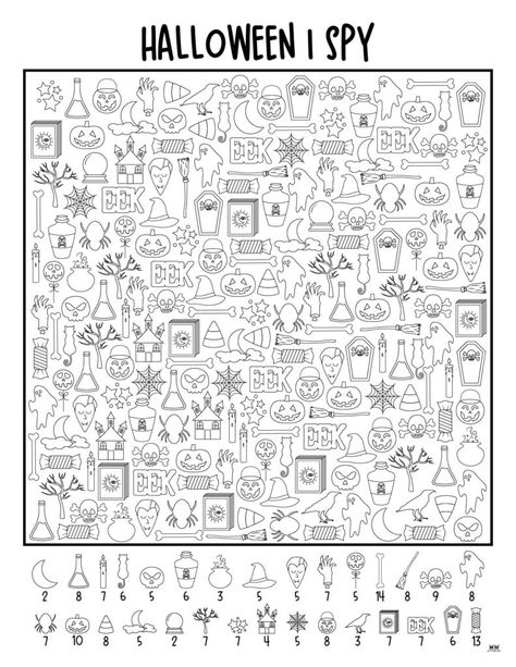 Choose from 14 unique Halloween I Spy printables from easy to extra hard and full color or colorable pages for hours of fun. Print from home! I Spy Coloring Page Free Printable, Halloween Activities For Kids Printable, Free I Spy Printables, Halloween I Spy Printable Free, Halloween Search And Find Pictures, Halloween Hidden Pictures Printables, Halloween Spot The Difference Printable, Halloween Eye Spy Printable, Halloween Find The Difference