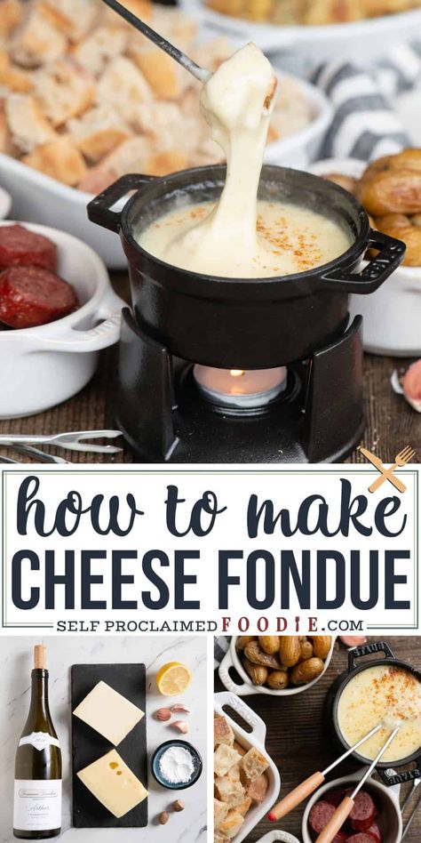 Cheese fondue is a fun and elegant way to entertain. You may have only enjoyed it at the Melting Pot, but it is actually extremely easy to make at home. Classic cheese fondue is one of my favorite things to make for a date night or special occasion like Valentine's Day or New Year's Eve. A wide variety of tasty dippers presented at your dinner party are sure to be a huge hit! Classic Cheese Fondue, How To Make Fondue, Cheese Fondue Recipe Easy, Cheese Fondue Dippers, Cheese Fondue Party, Easy Fondue Recipes, Easy Cheese Fondue, Fondue Dippers, Cheese Fondue Recipe