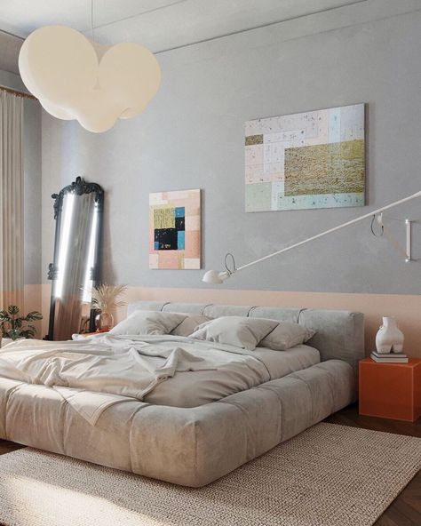 Saba Italia on Instagram: “This is what bedroom dreams look like!⁠ The Pixel Box Large is a very generous bed frame that guarantees absolutely comfort.⁠ ⁠ Project by…” Sunken Bed Frame, Low Bed Frame Ideas, Sunken Bed, Bed No Headboard, Saba Italia, Low Bed Frame, Tumblr Bedroom, Soft Bedroom, Low Bed