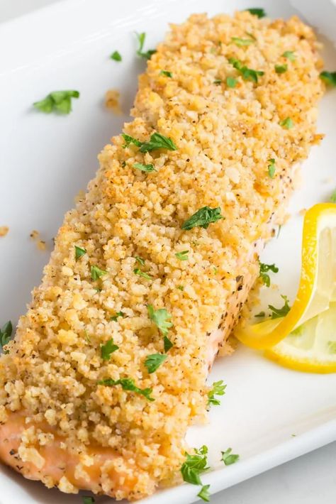 Panko Crusted Salmon In 30 Minutes 2 Panko Salmon, Panko Crusted Salmon, Salmon Recipes Oven, Parmesan Crusted Salmon, Seafood Delight, Salmon Baked, Recipes Oven, Easy Salmon Recipes, Crusted Salmon