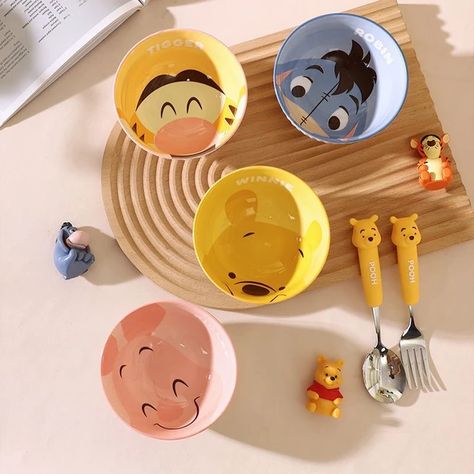 Disney Pooh Bear Ceramic Bowl Salad Bowl Cute Eeyore Tableware Gift Box Children Rice Bowl Soup Bowl Home Cartoon Cute Rice Bowl - AliExpress Disney Ceramics, Cute Eeyore, Bear Ceramic, Child Activities, Disney Pooh, Disney High, Hand Painted Bowls, Porcelain Cup, Rice Bowl