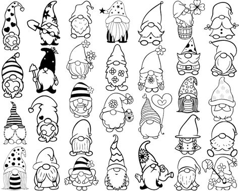 Garden Gnome Svg Bundle, Gnome SVG, Merry Christmas Svg, Cute Garden SVG, Gnome Clipart, Flower Gnomes Svg, Cut Files for Cricut, Silhouette - Etsy Gnome Tattoo Cute, Gnome Tattoos, Christmas Decorations Drawings, Garden Svg, Gnome Ideas, Gnome Images, Fonts Cursive, Tattoo Fonts Cursive, Flash Ideas