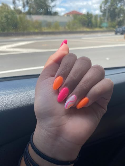 Bright Vacation Nails Acrylic, Tropical Nail Designs Bright Colors, Neon Tropical Nails, Nail Neon Colors, Bright Gel Nail Designs, Pink Neon Nails Summer, Neon Pink Nails Design Summer, Bright Colour Nails, Simple Bright Nails