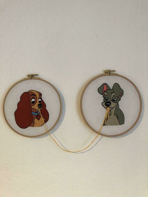 Disney Embroidery, Bee Embroidery, Embroidery Works, Hand Embroidery Projects, Thread Painting, Sewing Embroidery Designs, Hand Embroidery Art, Lady And The Tramp, Stitching Art