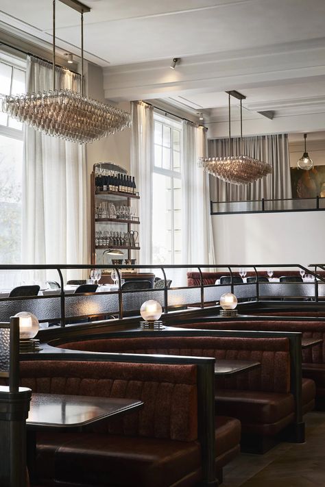 Gimlet by A C M E | Eat Drink Design Awards Melbourne Restaurants, Elegant Restaurants, Gimlet, Booth Seating, Banquette Seating, Drinks Design, Cafe Curtains, Restaurant Interior Design, Hotel Design