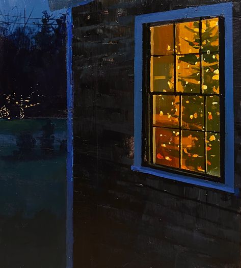 Jeremy Miranda, Colossal Art, Holiday Painting, Night Painting, Ap Art, Art Archive, Winter Night, Holiday Lights, Festive Holiday