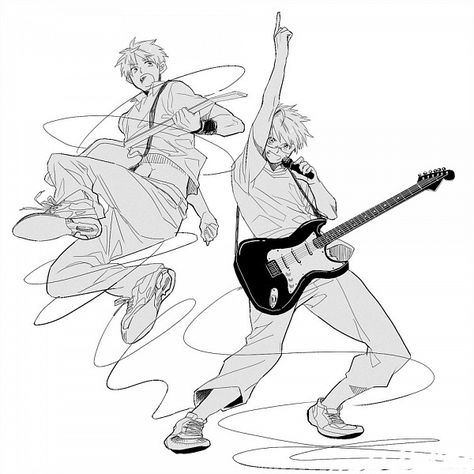 Guitar Drawing, 캐릭터 드로잉, Poses References, Figure Drawing Reference, 영감을 주는 캐릭터, Art Poses, Art Tutorials Drawing, Anime Poses Reference, Sketchbook Art Inspiration