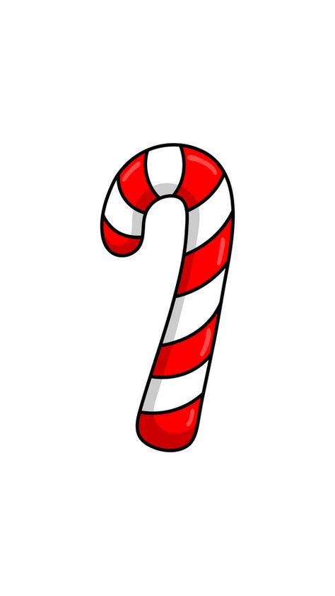 Here you see the classic white-red candy cane - one of the main attributes of Christmas and winter holidays. As you know, the candy from our White-Red Candy Cane Sticker is just sugar colored in... How To Paint A Candy Cane, Candy Cane Rock Painting, Candy Cane Doodle, Candy Canes Drawing, Christmas Candy Drawing, Candy Cane Pictures, Candy Cane Painting, Candy Cane Cartoon, Candy Cane Drawing