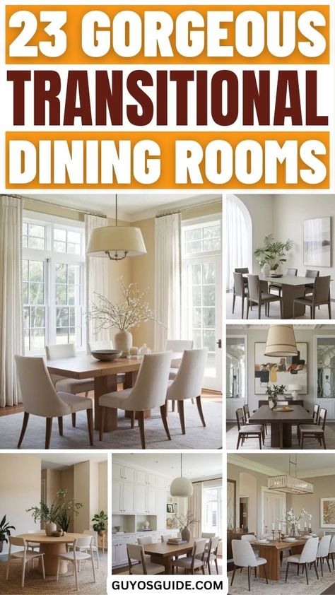 23 Gorgeous Transitional Dining Rooms Modernizing Traditional Dining Room Furniture, Transitional Living Dining Room Combo, Dining Room Sets Modern Classy, Dining Room Sets Traditional, Formal Dining Room With Round Table, Off White Dining Room Walls, Large Dining Room Decor Ideas, Light And Bright Dining Room, Timeless Dining Room Table