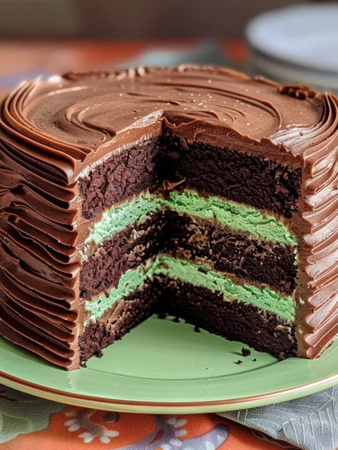 Chocolate Mint Layer Cake, Andes Mint Cake Recipe, Andes Mint Cake, Roll Desserts, Chocolate Mint Cake, Andes Mints, Mint Desserts, 74th Birthday, Mint Cake