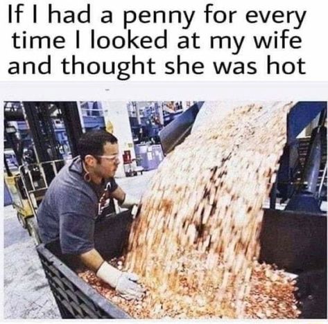 If I had a penny for every time I looked at my wife and thought she was hot – popular memes on the site ifunny.co Girlfriend Meme, Biology Humor, Flirty Memes, Bored Teachers, Chemistry Jokes, Grammar Humor, Dirty Memes, Girlfriend Humor, Nursing Memes