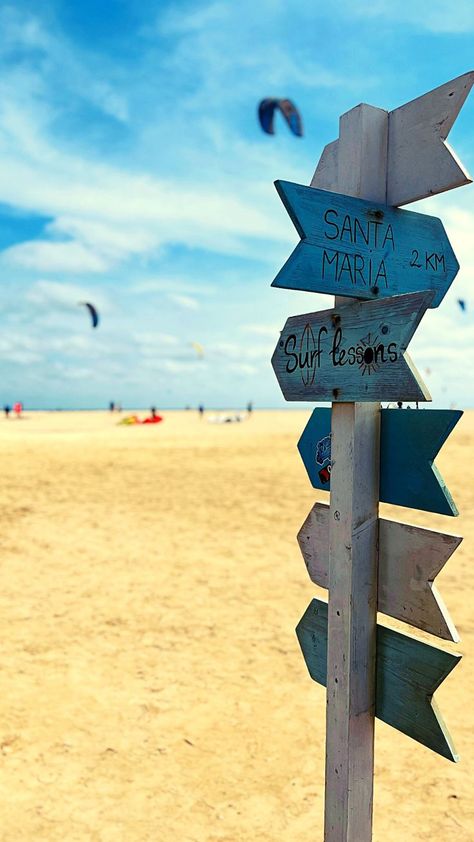 Santa Maria sign on Kite Beach, Sal, Cape Verde Cape Verde Sal, Sal Cape Verde, Perfect Waves, Cape Verde Islands, Cape Verde, Kitesurfing, Island Hopping, Windsurfing, Kite Surfing