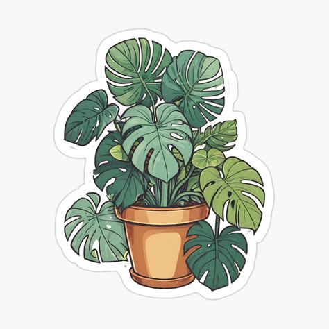 Get my art printed on awesome products. Support me at Redbubble #RBandME: https://www.redbubble.com/i/sticker/Potted-Monstera-Plant-by-natureka/158070361.JCQM3?asc=u Potted Monstera Plant, Monstera Plants, Pot Stickers, Flower Stickers, Green Sticker, Nature Stickers, Monstera Plant, Plant Drawing, Decorate Notebook